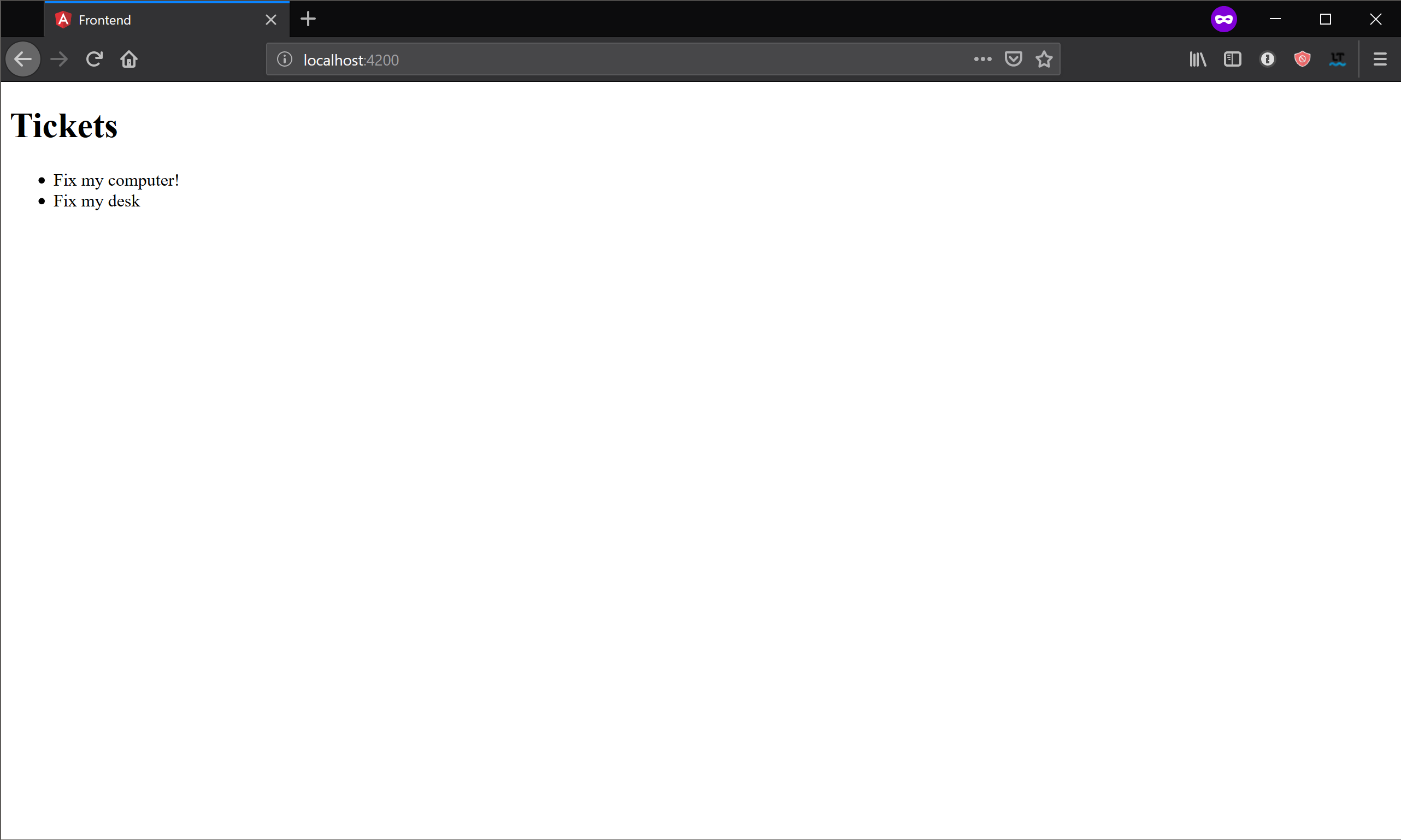 Full Stack Application Screenshot